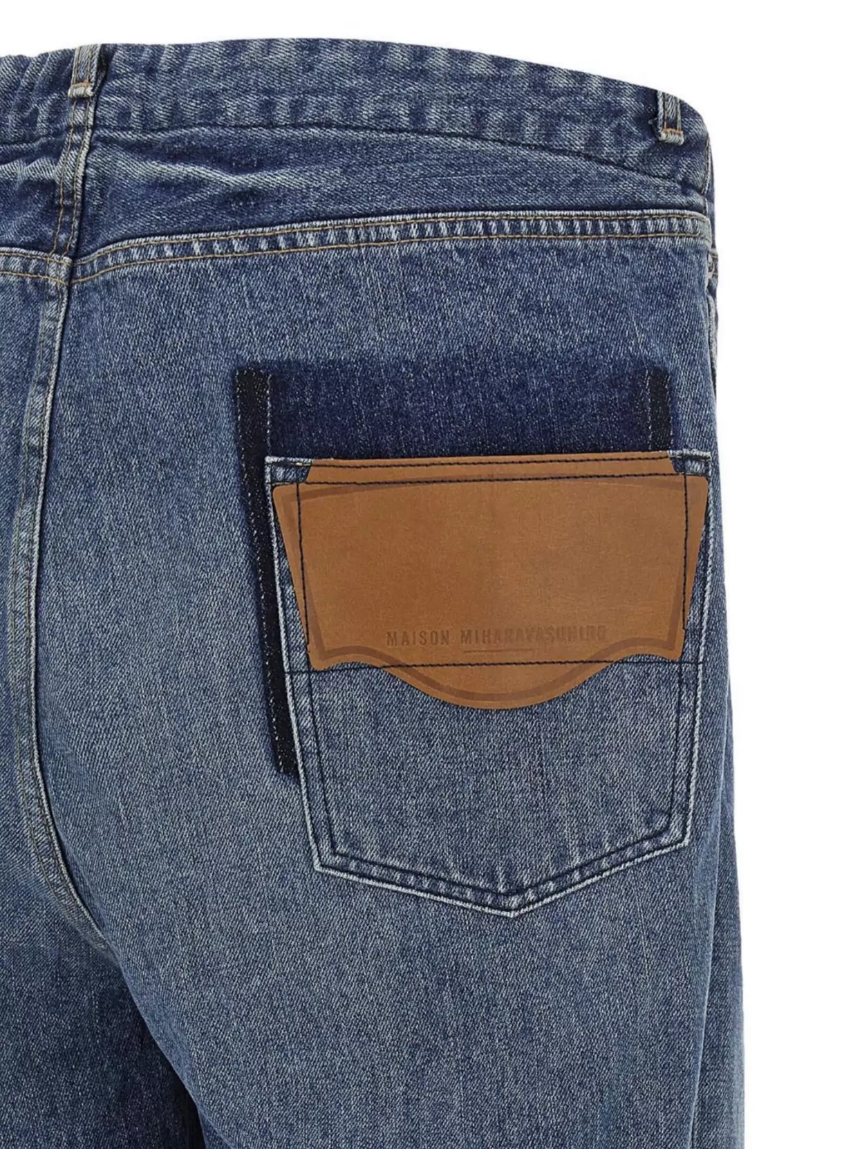 Maison Mihara Yasuhiro Denim Trousers Distressed Contrast Stitching