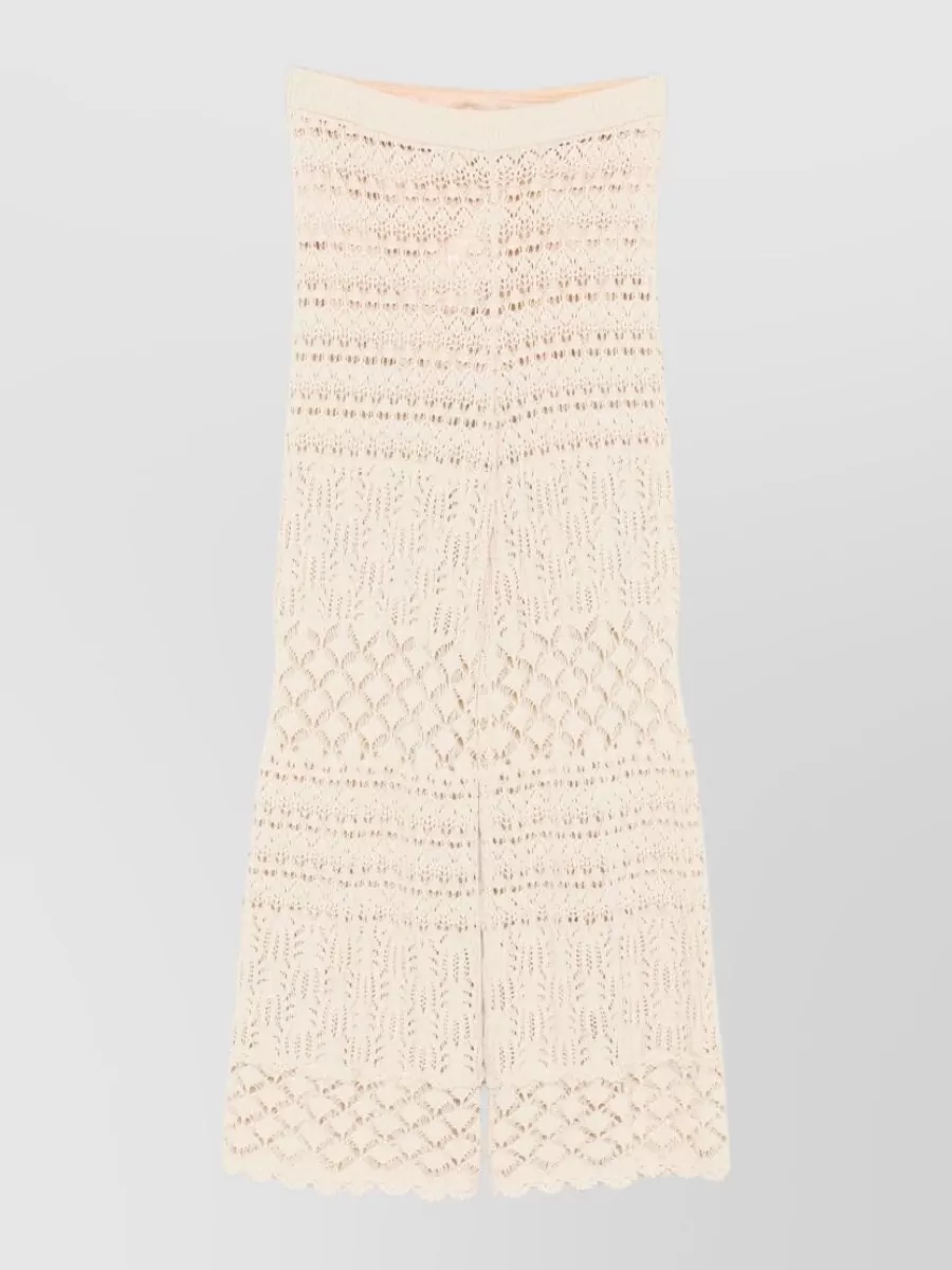Semicouture Crochet Knit Wide Leg Trousers