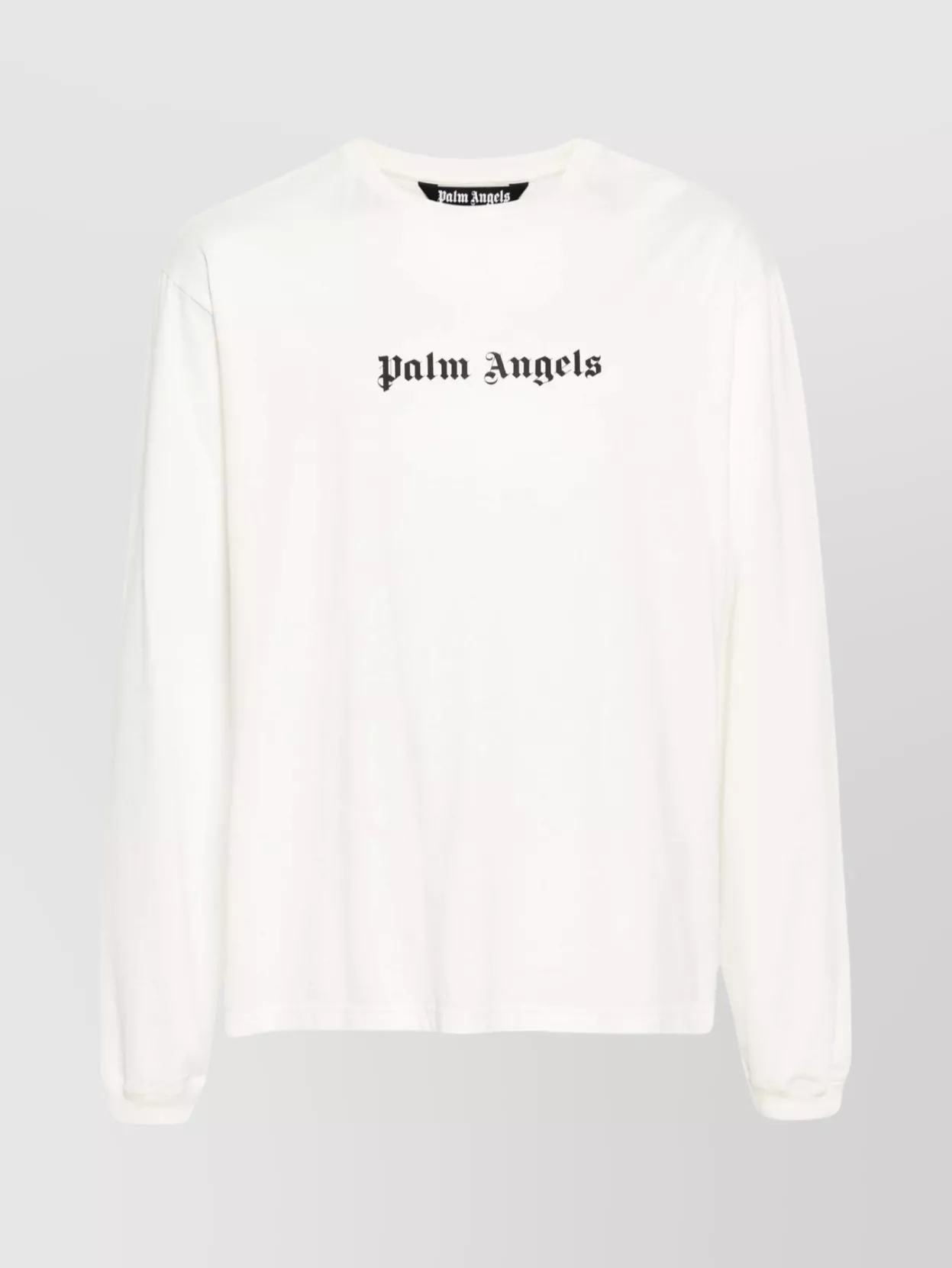 Shop Palm Angels Logo Crew Neck T-shirt Long Sleeves