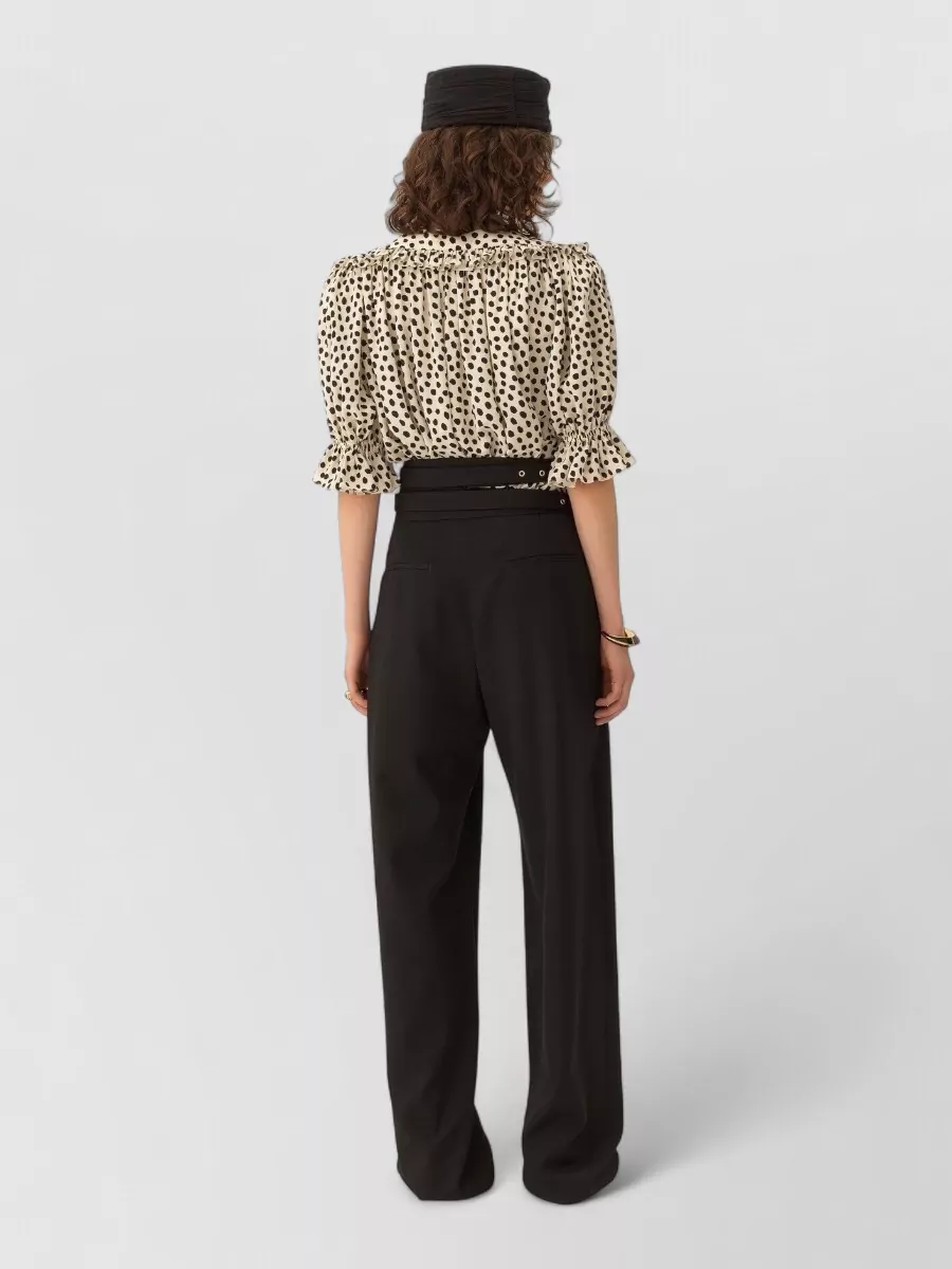 Chloé Silk Dotted Ruffled Puff-Sleeve Blouse