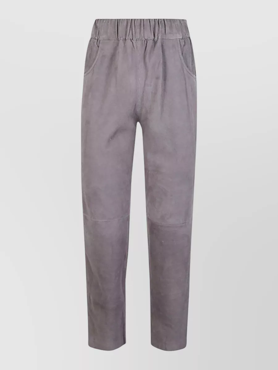 Via Masini 80 Leather elastic waist track pants