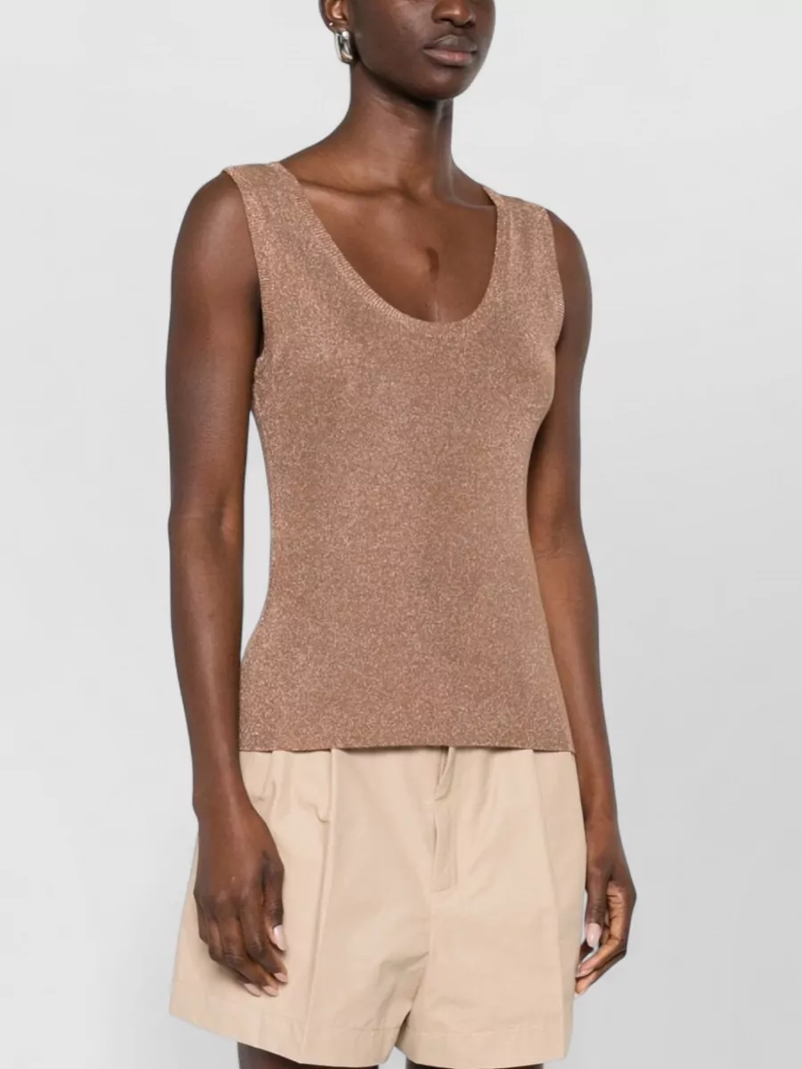 Fabiana Filippi Sleeveless Scoop Neck Shimmering Ribbed Top