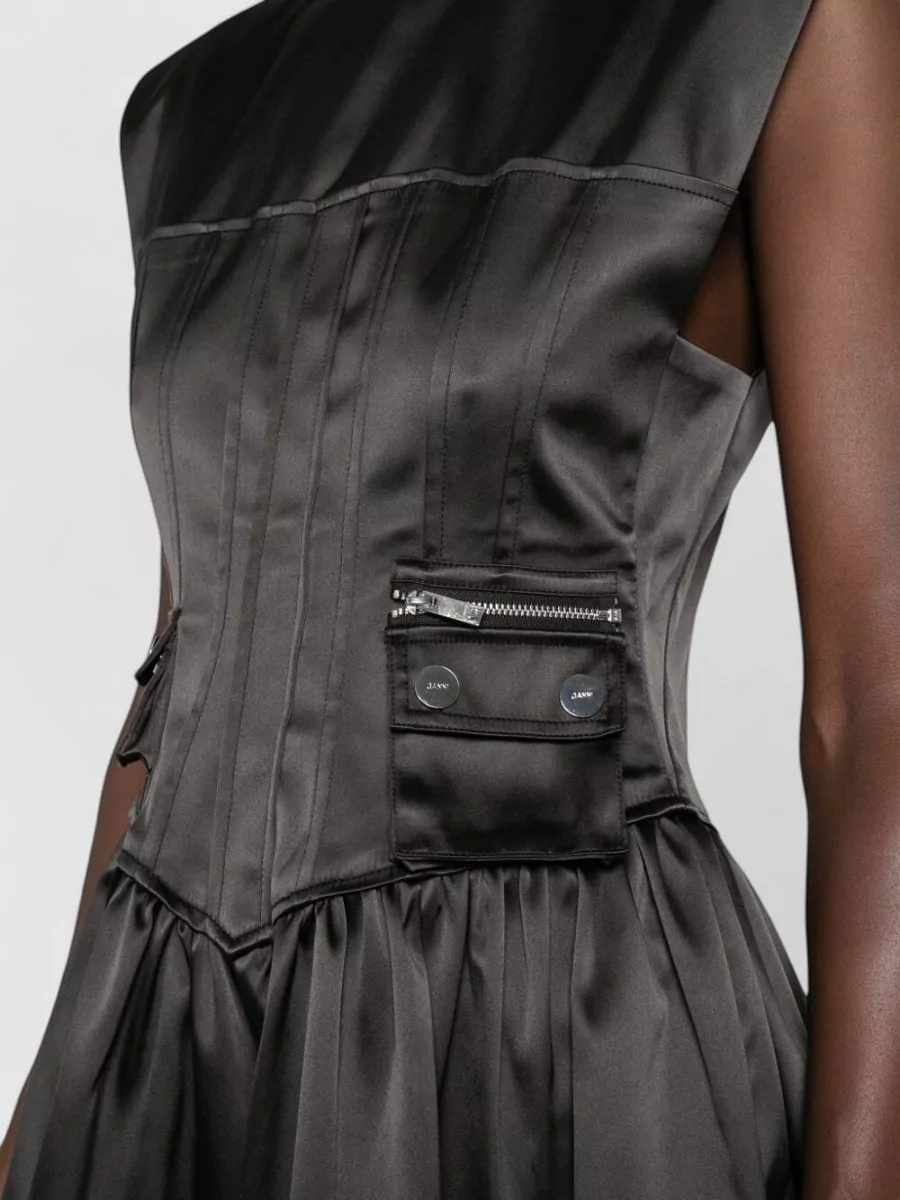 Ganni Sleeveless Round Neck Corset Mini Dress
