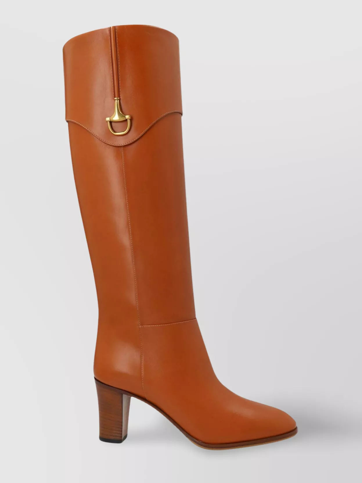 Gucci 'horsebit' Almond Toe Block Heel Boots In Brown