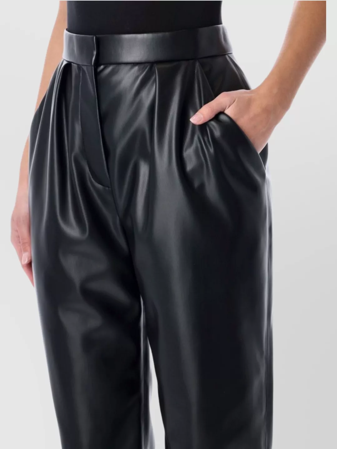 Balmain Structured High-Waisted Eco Leather Trousers