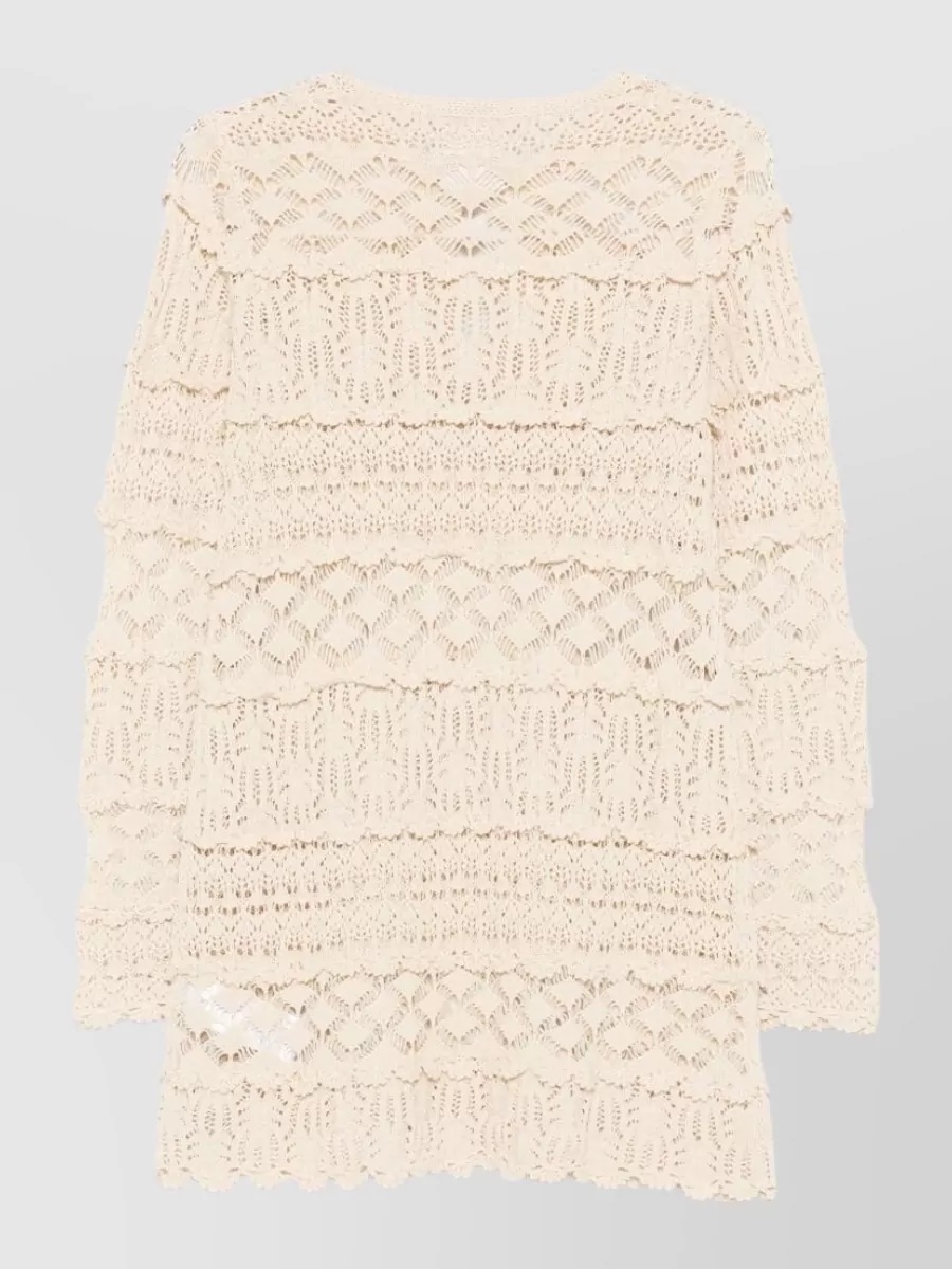 Semicouture Cotton Openwork Ruffled Mini Dress