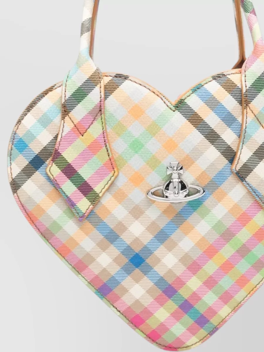 Vivienne Westwood Shoulder Bag Checkered Pattern Heart Shape Handles
