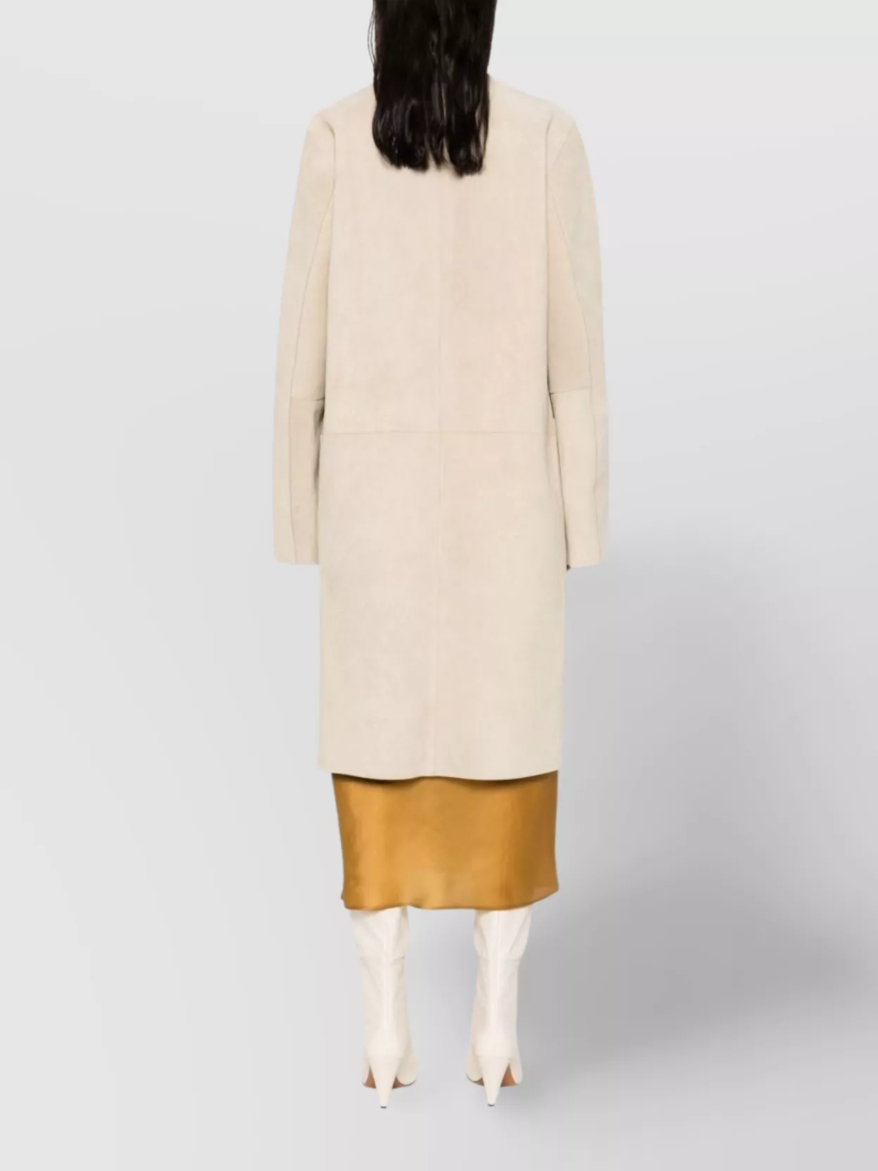 Totême Long Sleeve Suede Leather Coat