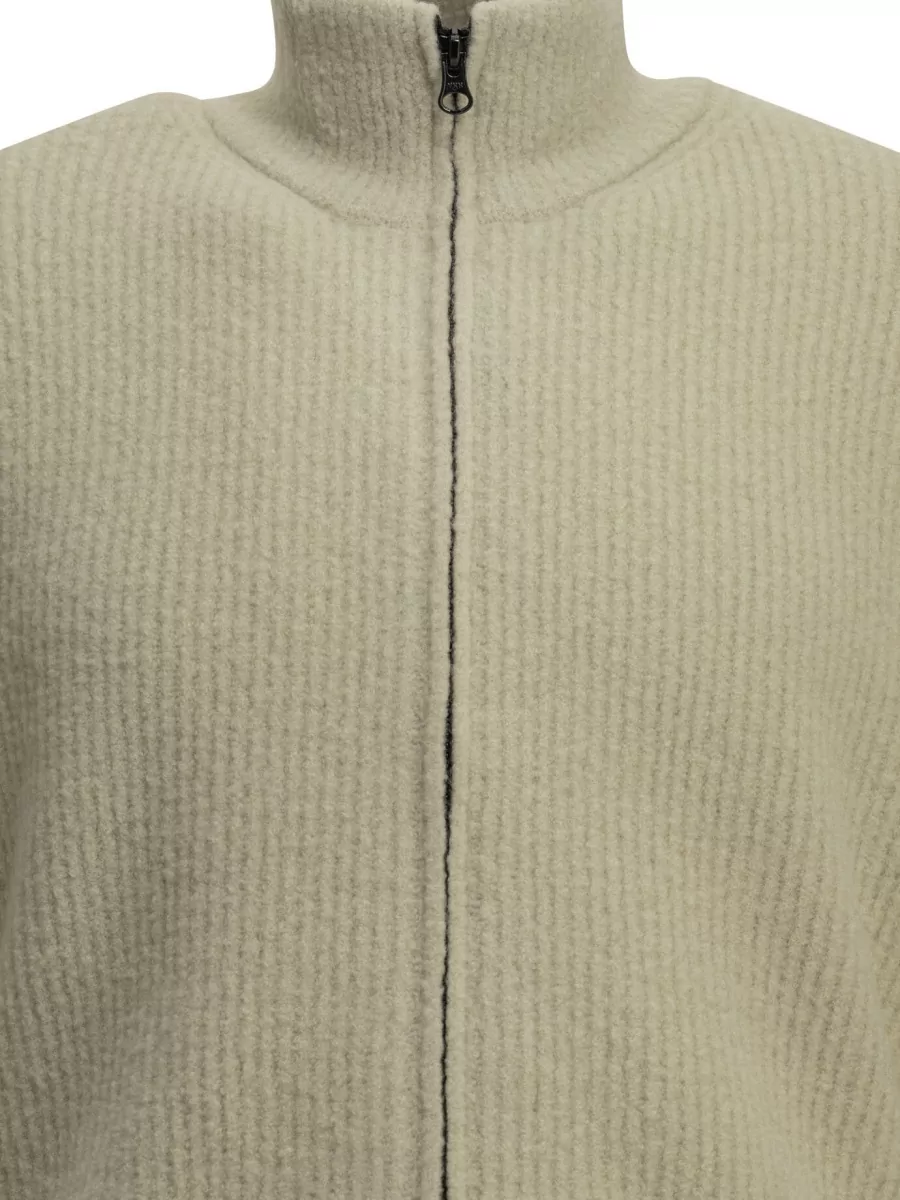 C.p. Company Bouclé Wool Zip-Up Cardigan