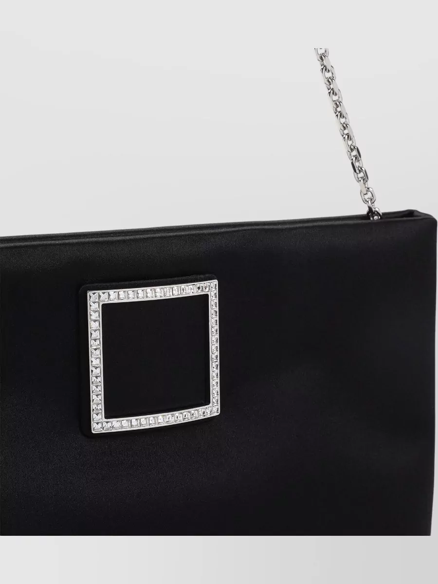 Roger Vivier Trompette Strass Satin Clutch Chain Strap