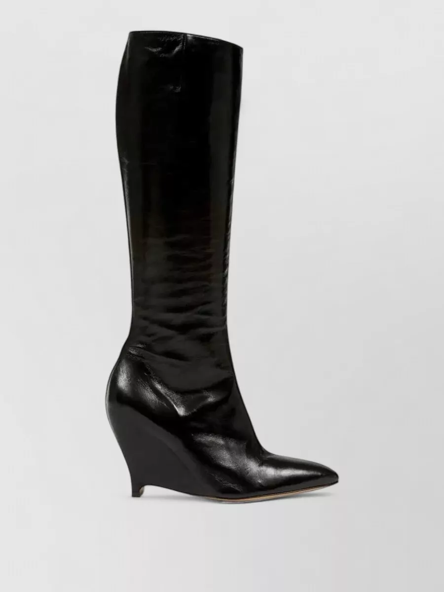 Maison Margiela Leather Pointed-Toe Knee-High Boots