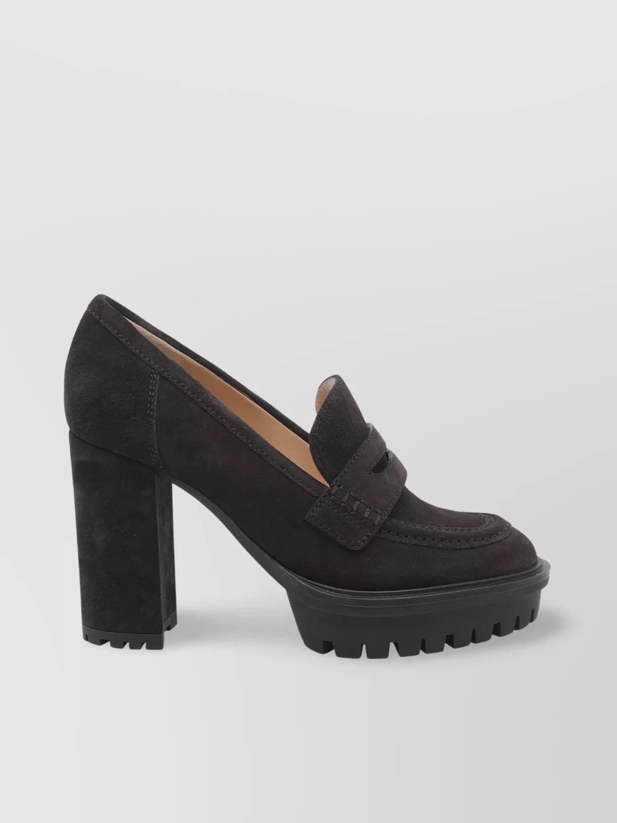 Gianvito Rossi Loafer Block Heel Chunky Sole Suede