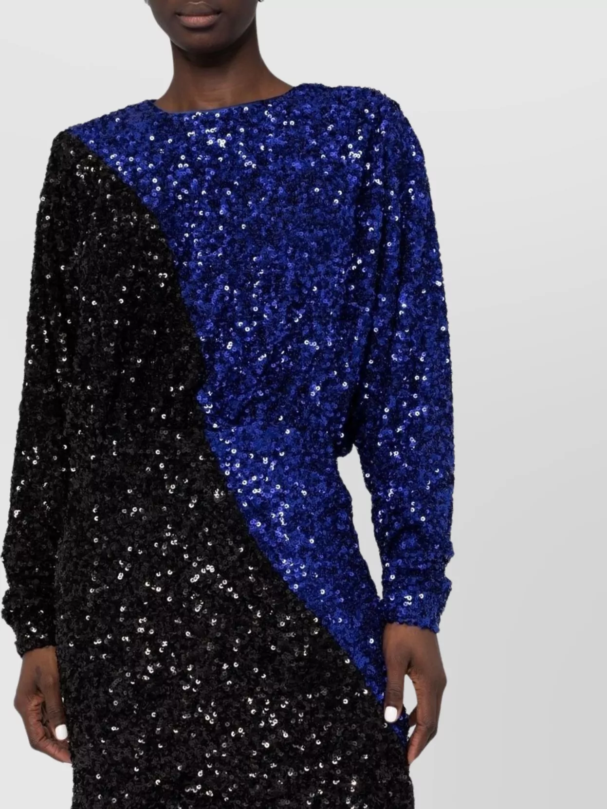 Rotate Long Sleeve Sequin Block Dress