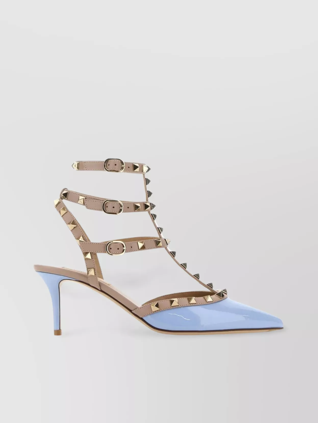 Shop Valentino Leather Studded Slingback Pumps In Beige