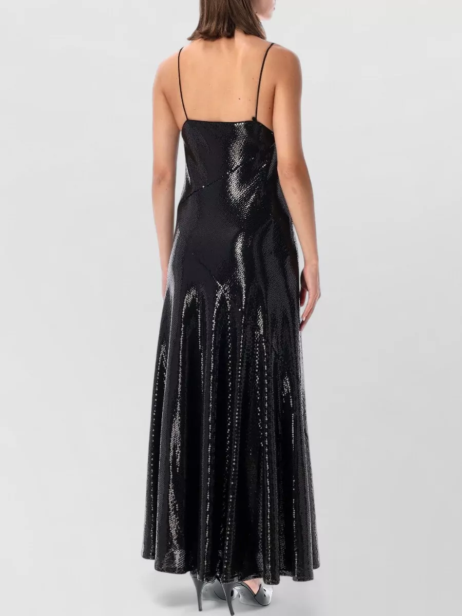 Alberta Ferretti Sequin V-Neck Sleeveless Maxi Dress