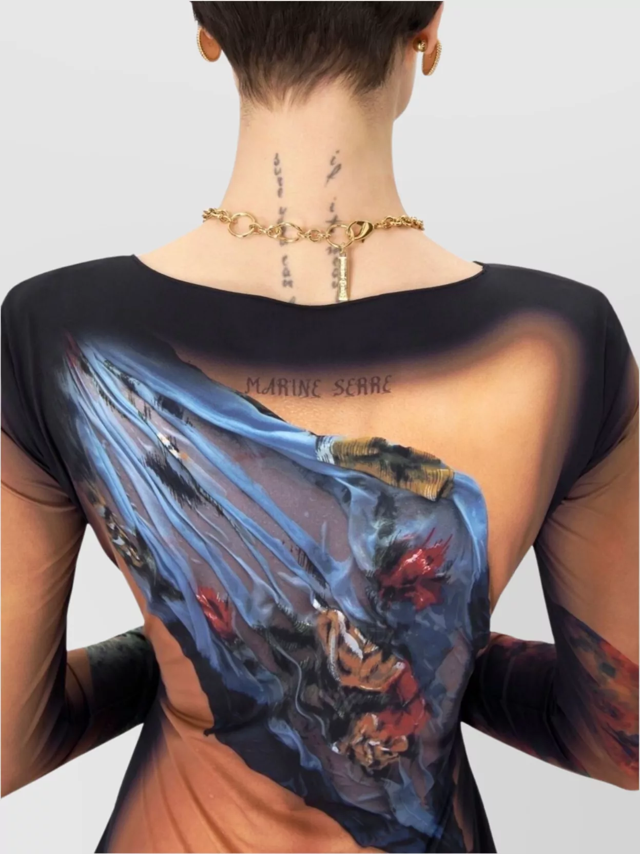 Marine Serre Graphic Print Long Dress