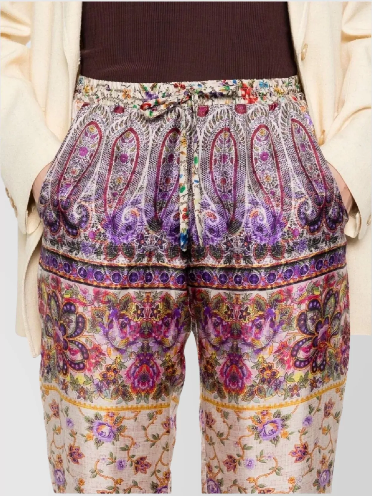 Pierre Louise Mascia Aloe Trousers With Floral And Paisley Patterns
