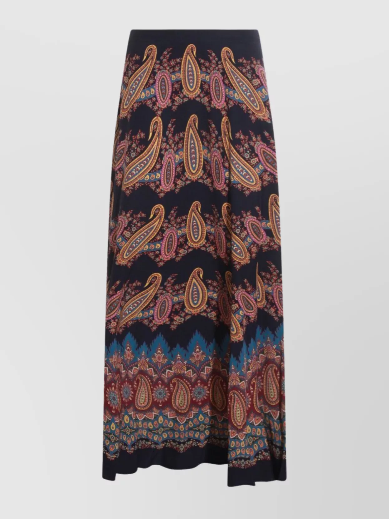 Etro Midi Skirt With Flowing Silhouette And Paisley In Black
