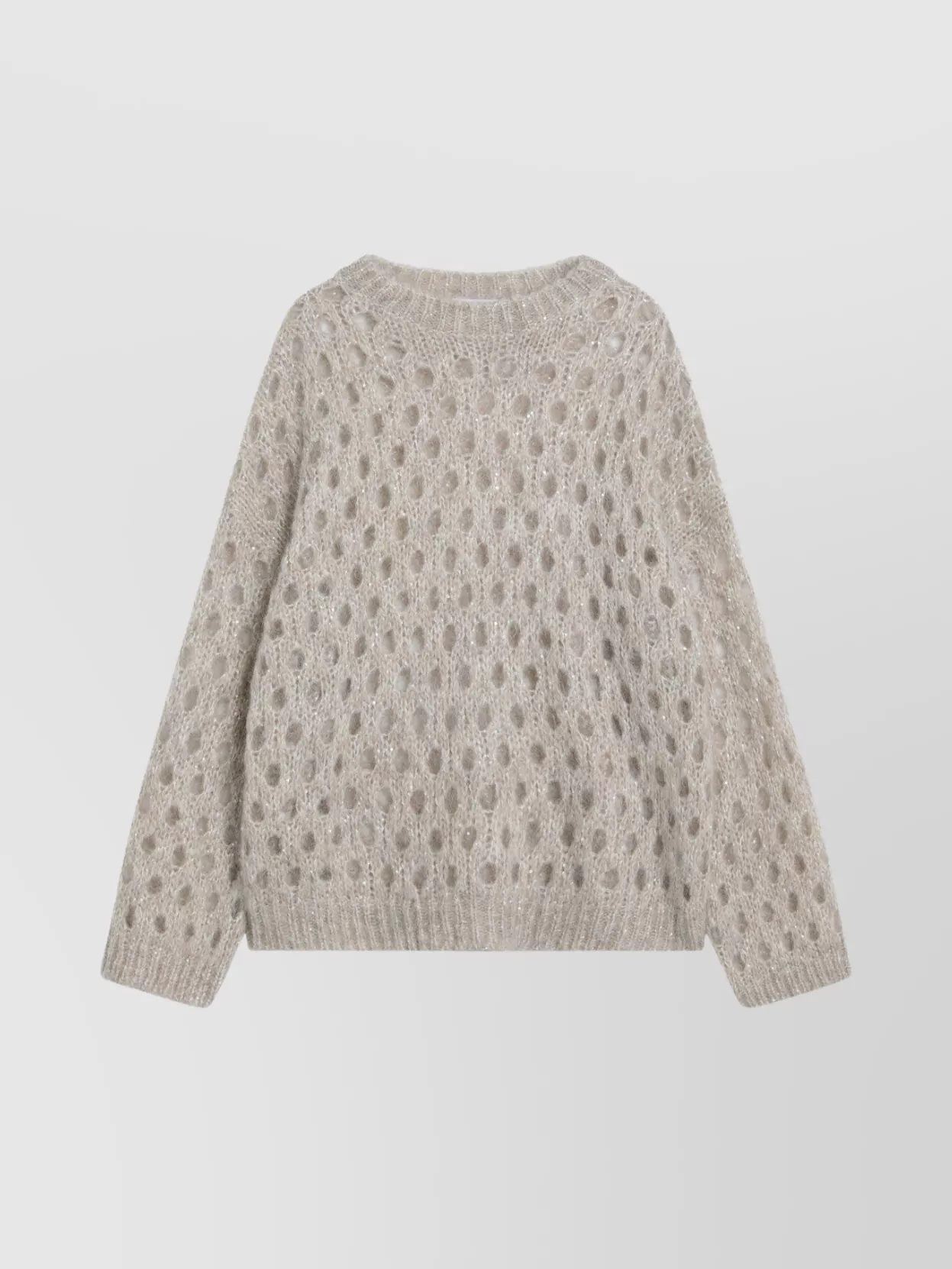 Brunello Cucinelli Beige Openwork Mohair-blend Sweater In Neutral