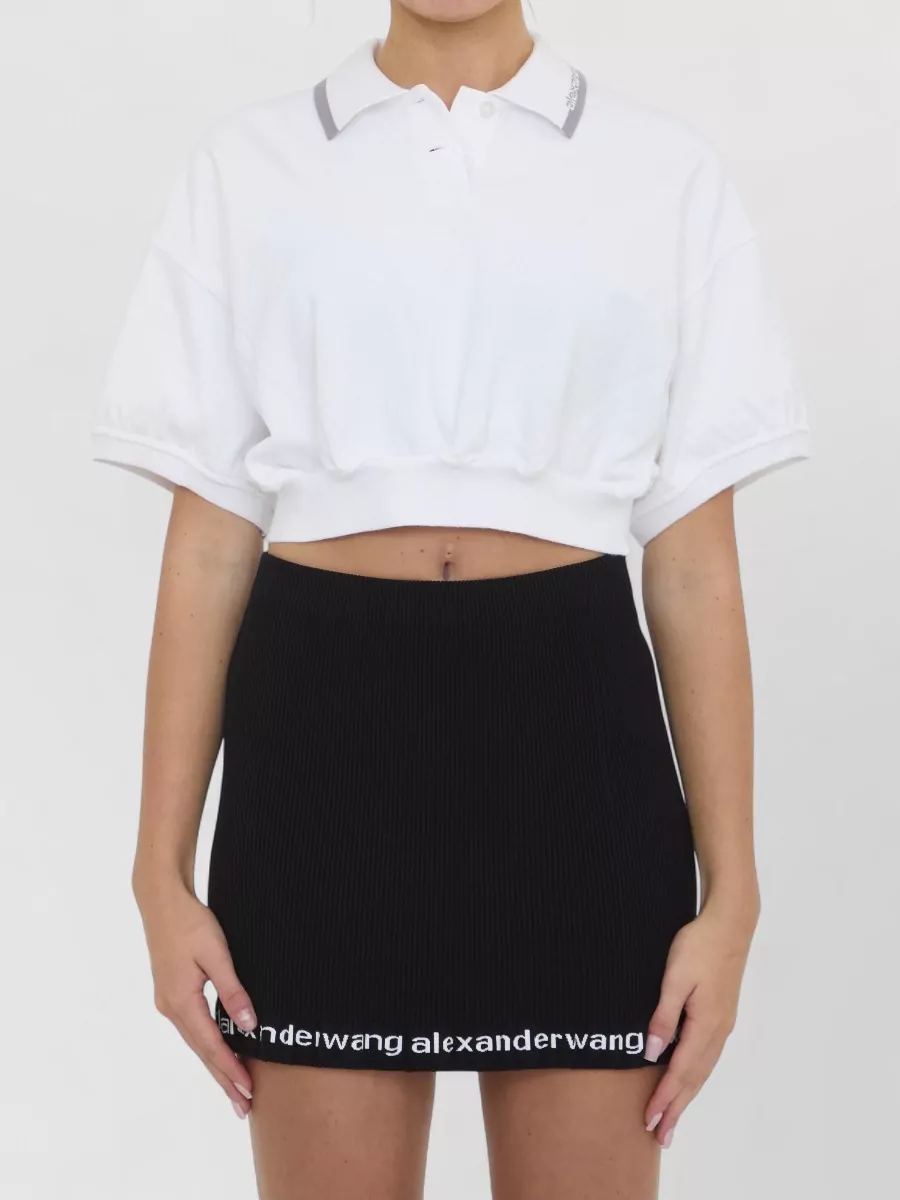 Alexander Wang Cotton Cropped Polo Shirt
