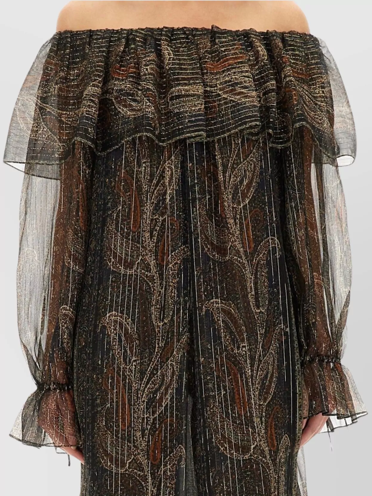 Saint Laurent Off-shoulder Layered Dress Featuring Ruffles In Black