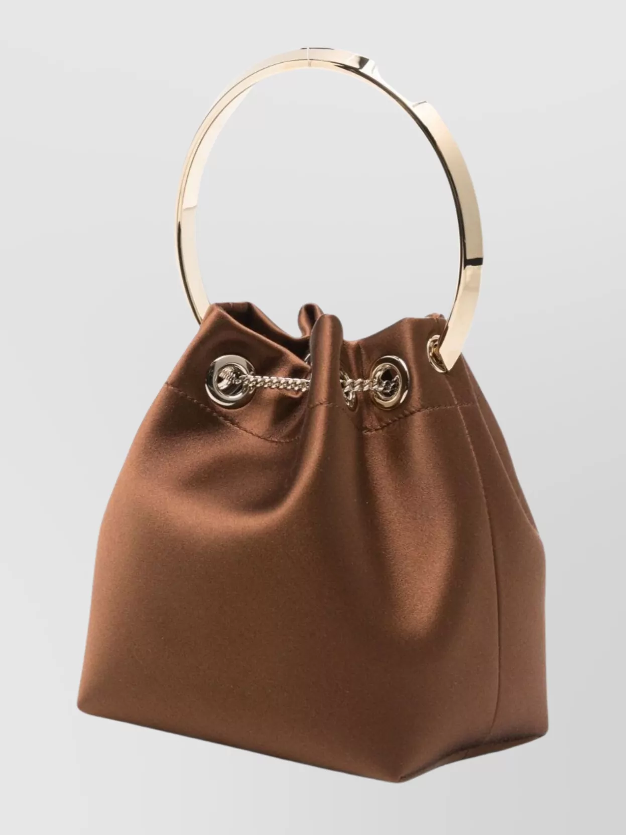 Jimmy Choo Chain Strap Bucket Bag Tassel Detail In Brown