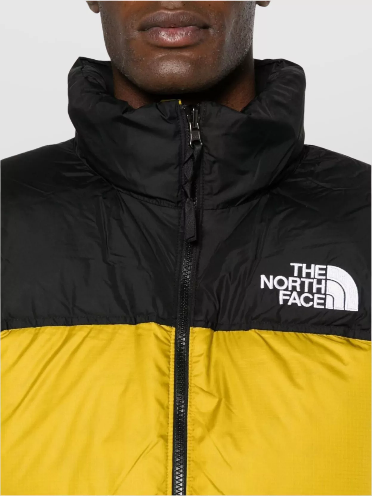 The North Face Color Block Puffer Jacket With High Collar