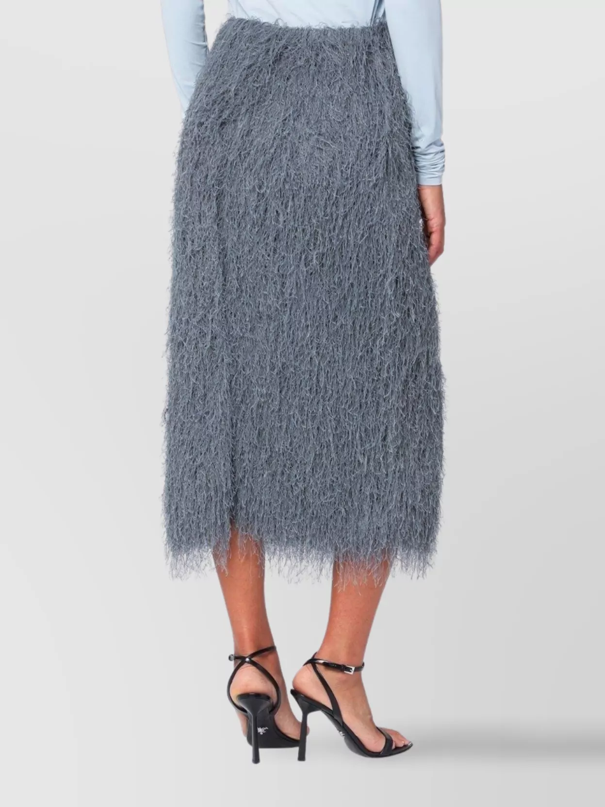 Dries Van Noten Sokna Lightweight Fringed Midi Skirt Clothing In Gray