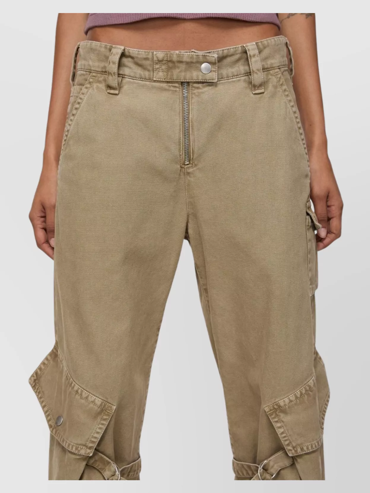 Acne Studios Wide Leg Denim Cotton Jeans With Cargo Pockets