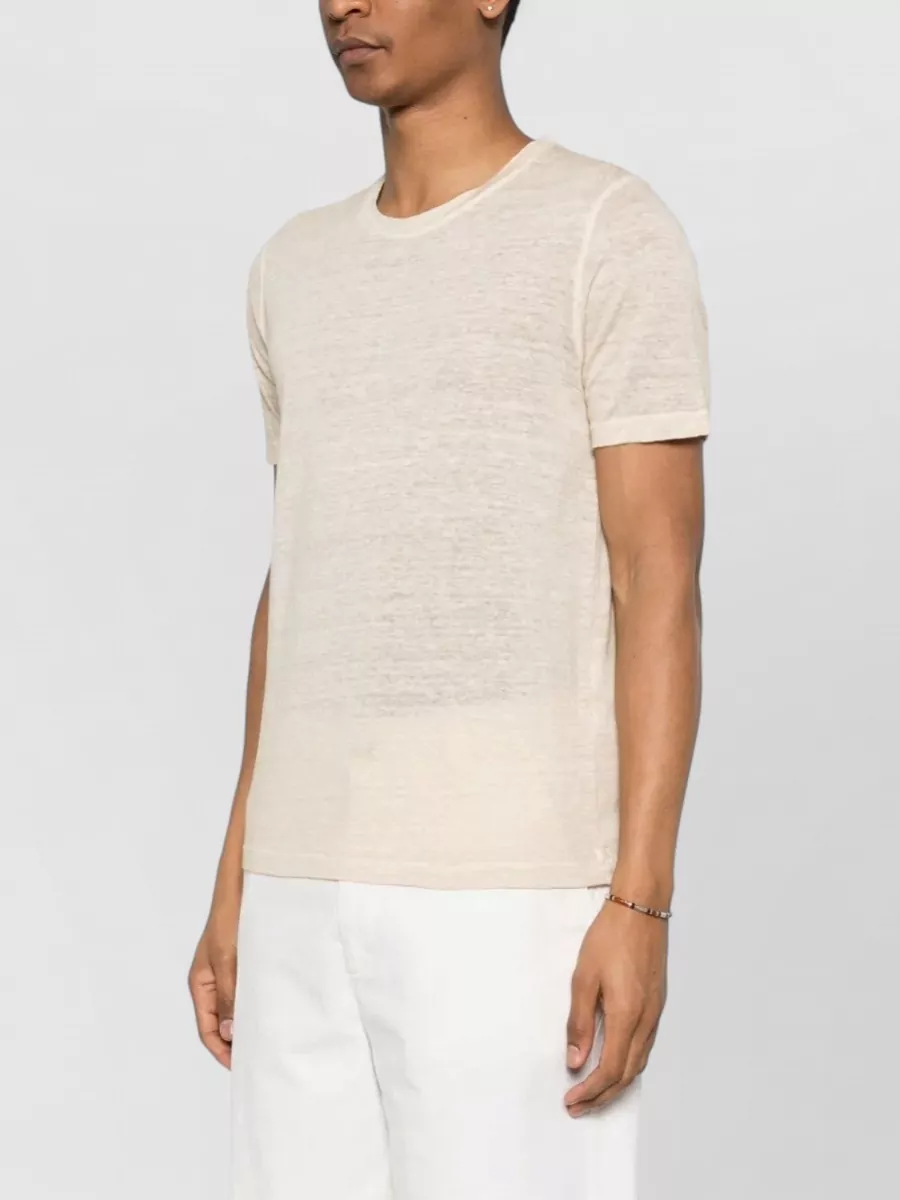 120% Lino Linen Crew Neck Short Sleeve T-Shirt