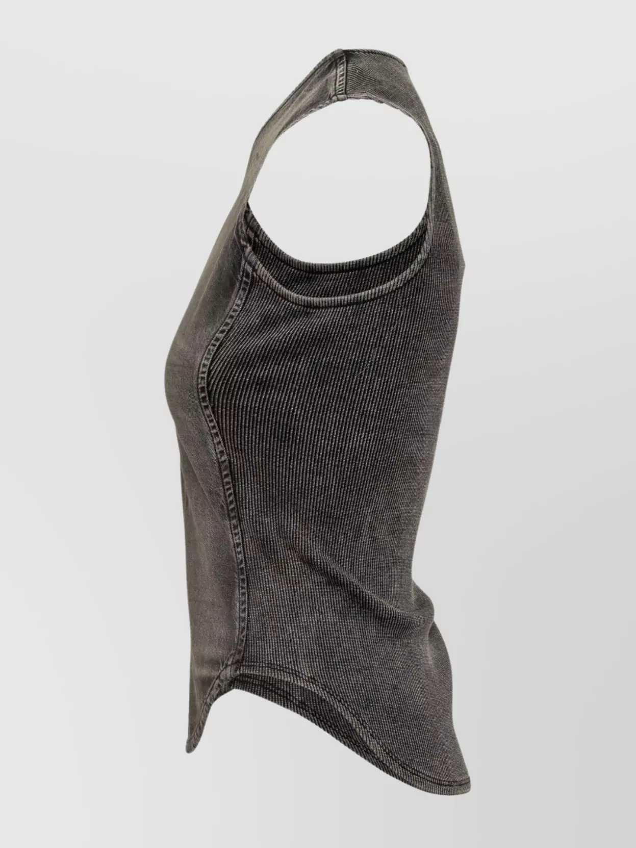 Diesel V-Neck Sleeveless Top Curved Hem