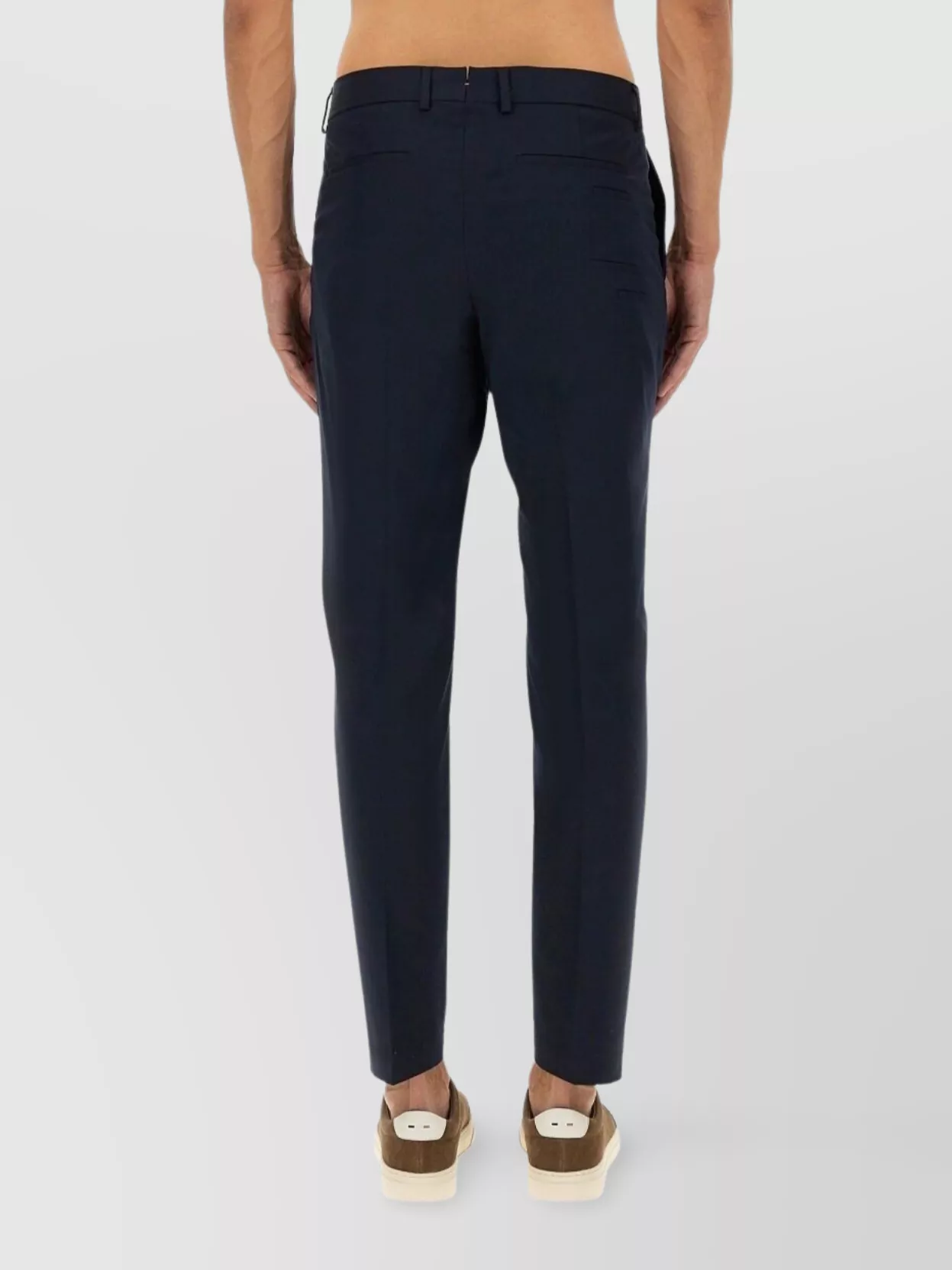 Hugo Boss Tailored Trousers With Pockets And Loops In Blue