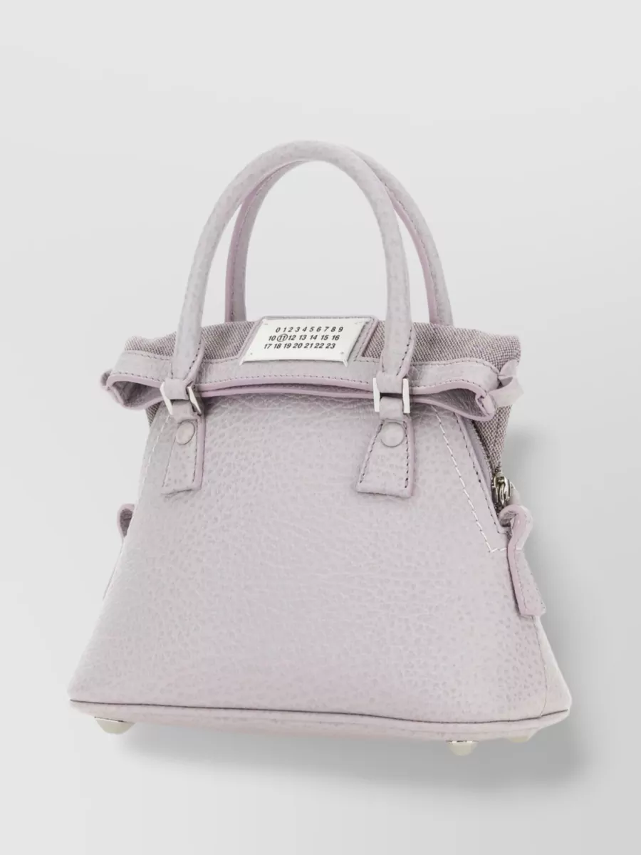 Shop Maison Margiela Micro 5ac Leather Handbag With Structured Silhouette In Grey