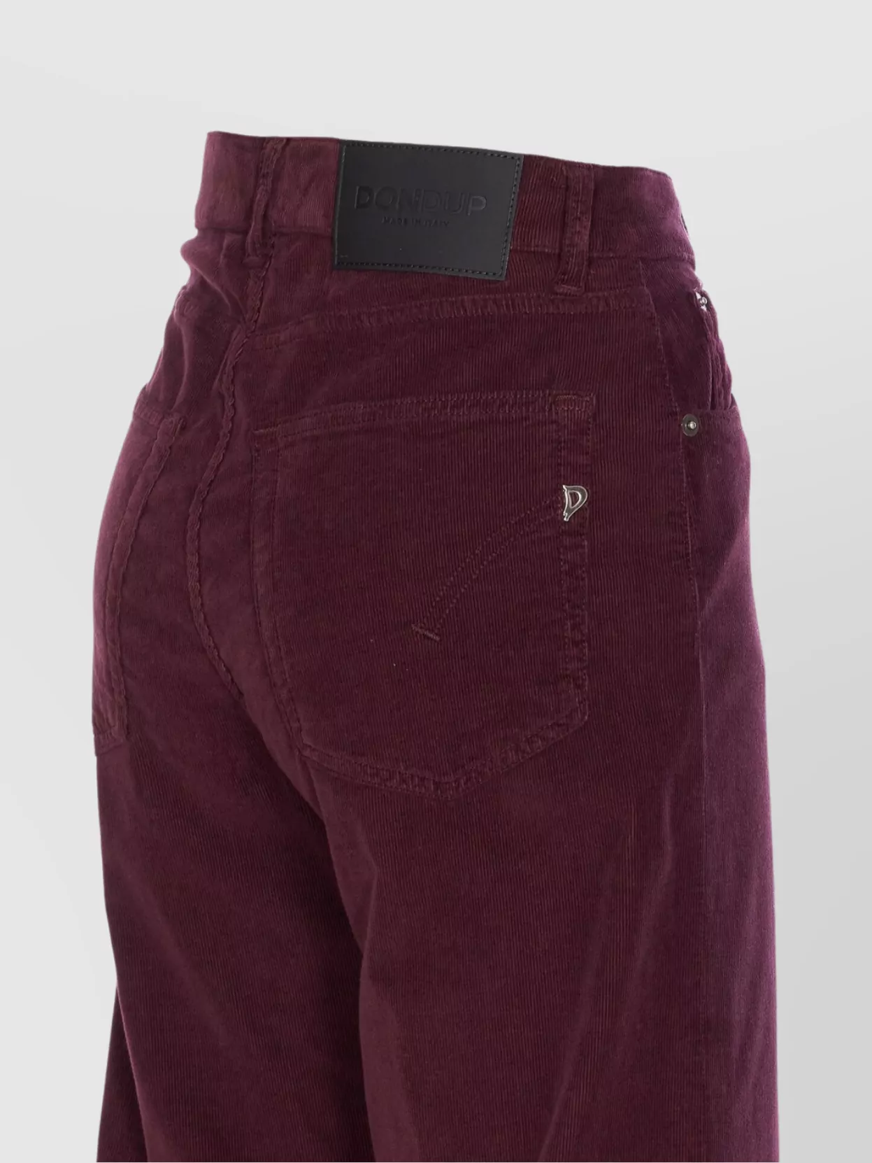 Dondup Loose Fit Corduroy Trousers With Back Pockets In Burgundy