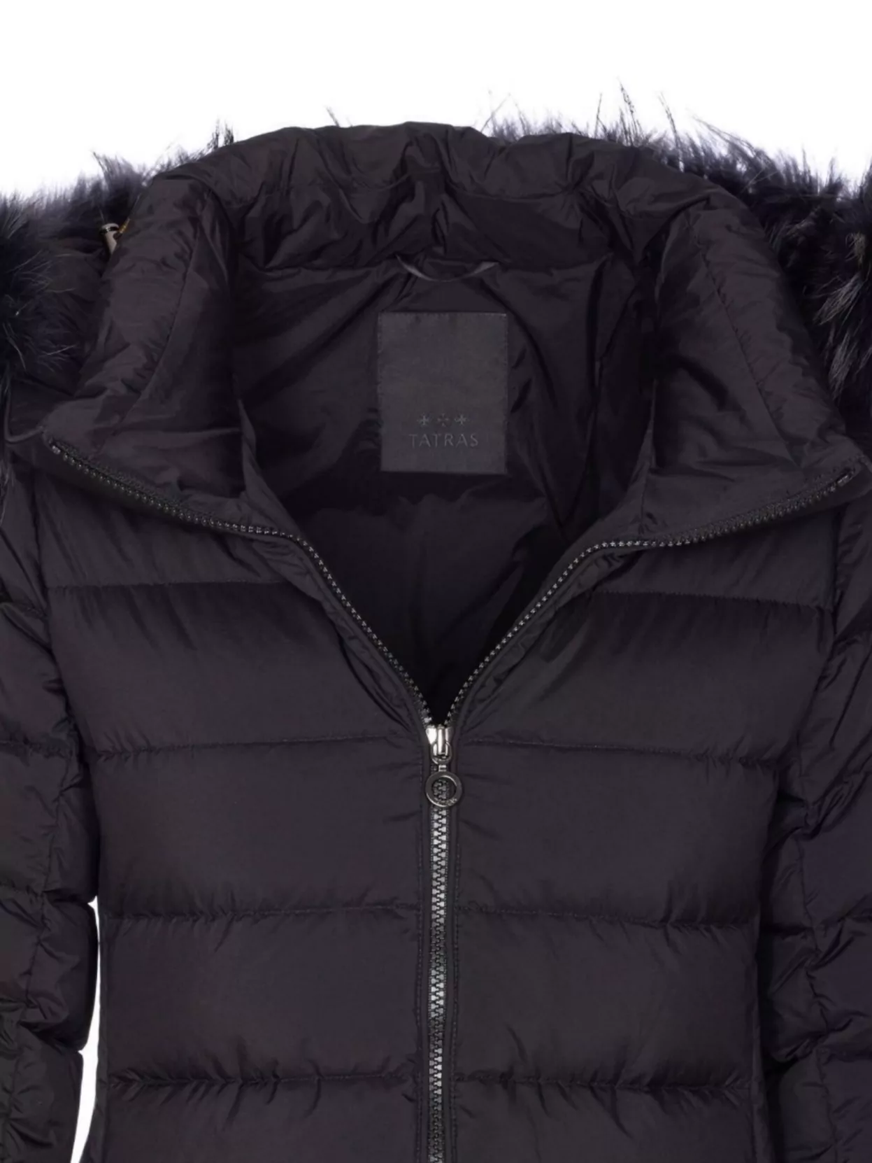 Tatras Fur Trim Hooded Long Padded Quilted Jacket
