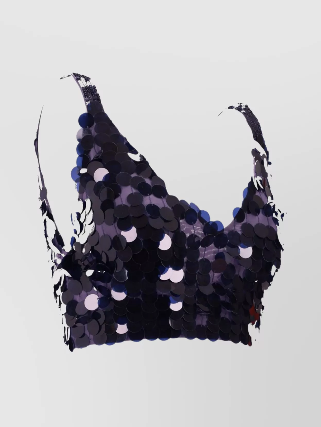 P.a.r.o.s.h Sequin Cropped Sleeveless V-neck Lingerie In Blue