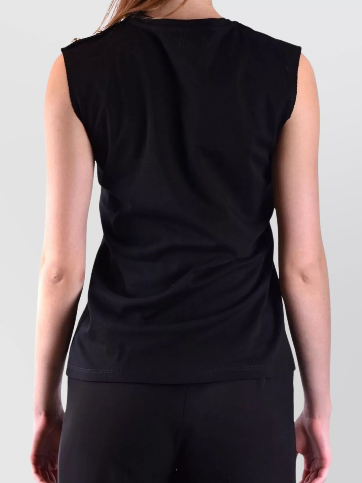 Philipp Plein Shoulder Button Sleeveless Crew Neck Top