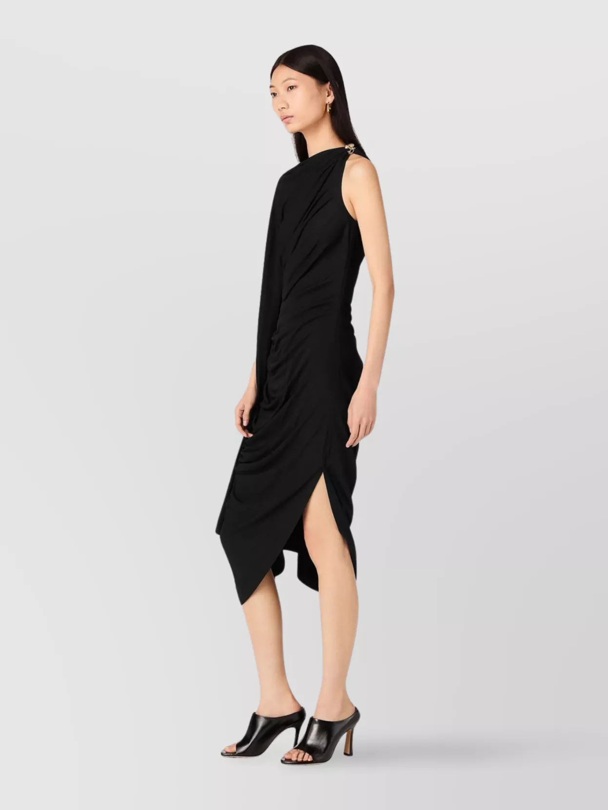 Shop Bottega Veneta Draped One Shoulder Dress