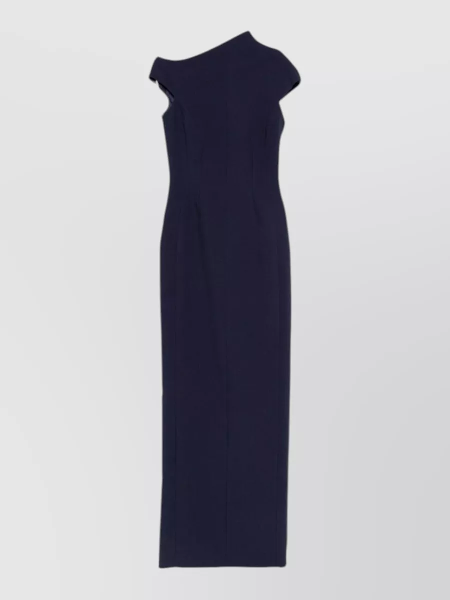 Solace London Crepe asymmetric neck cap sleeve slim-fit maxi dress
