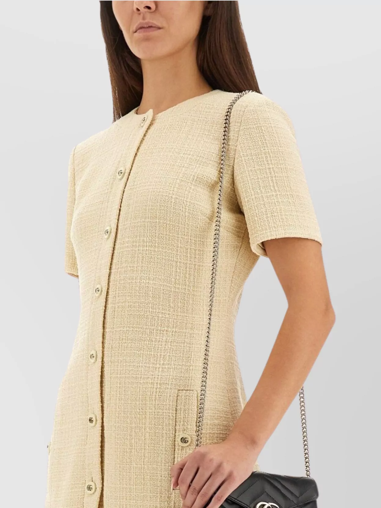 Gucci Tailored Wool Tweed Dress Pockets