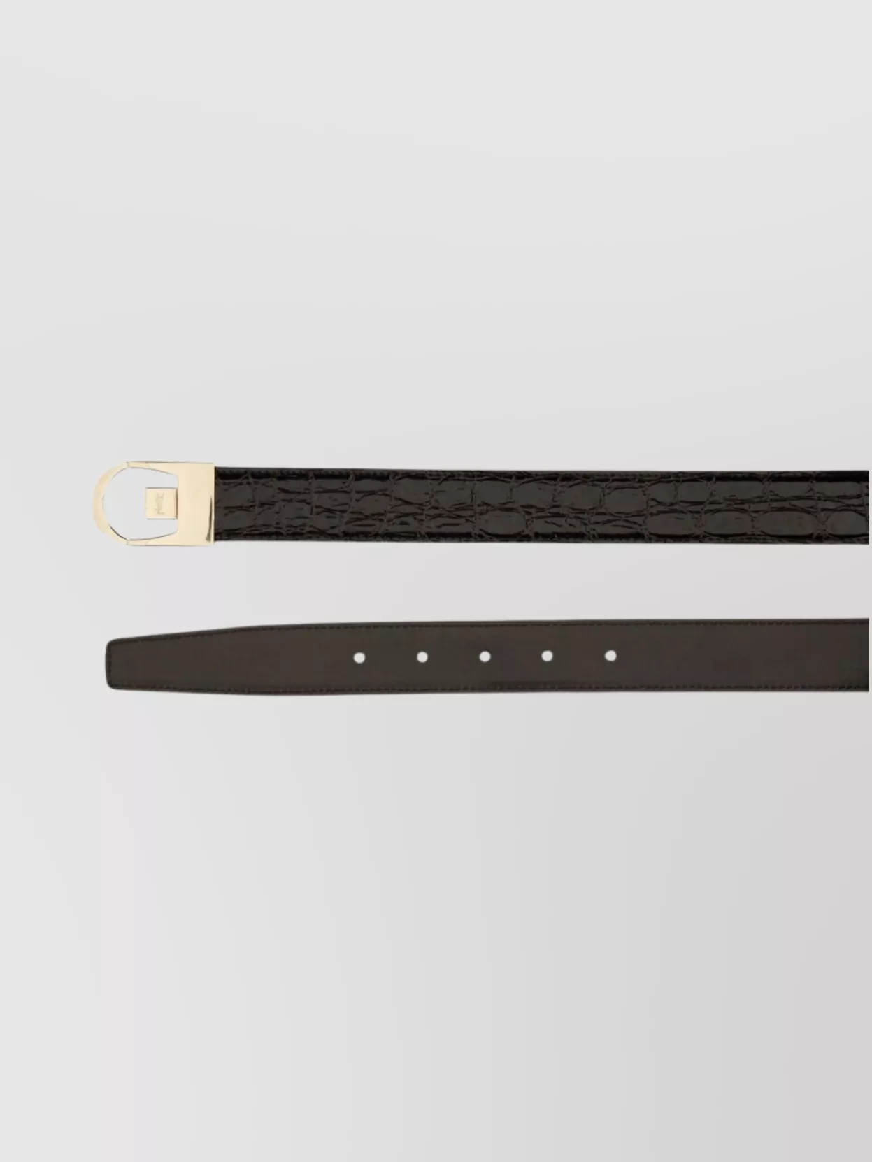 Saint Laurent Dual Sided Crocodile Texture Belt