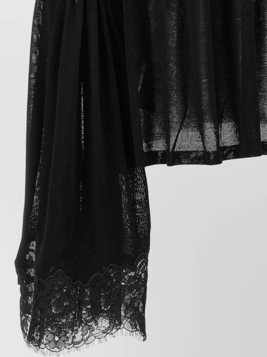Zimmermann Lace High-Neck Bell-Sleeve Blouse