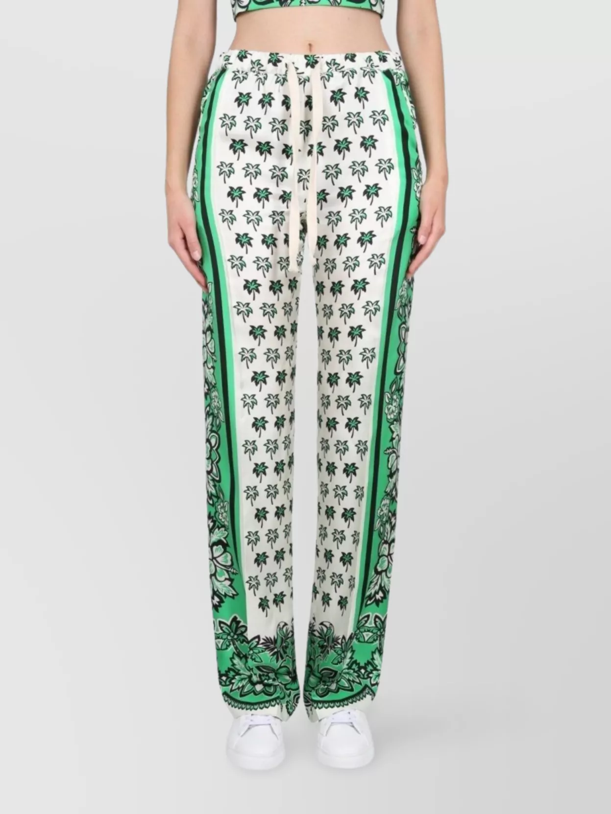 Red Valentino Floral Print Bandana Pants With Elastic Waistband