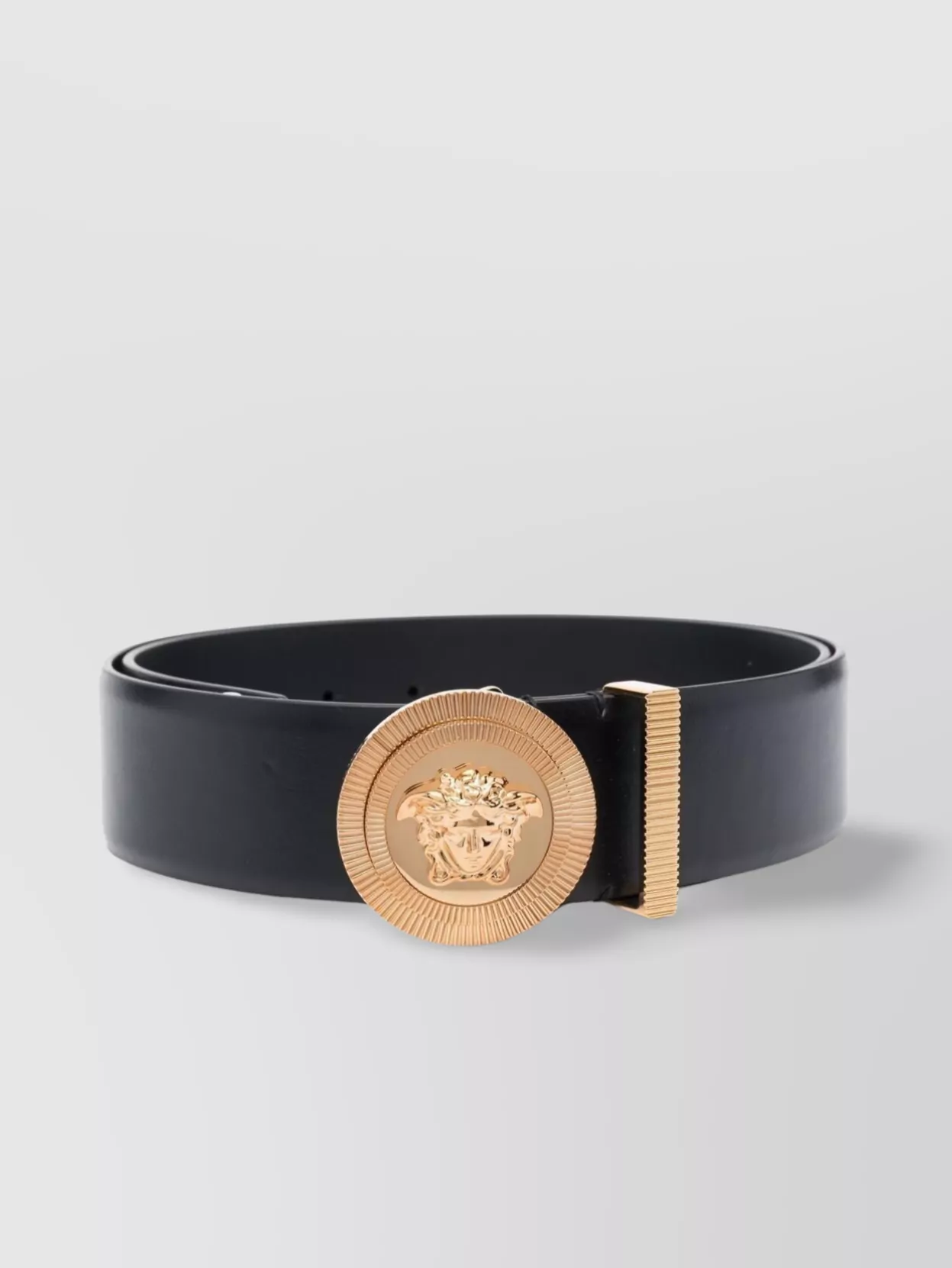 Shop Versace Medusa Versatile Adjustable Belt With Smooth Texture And Detail In Black