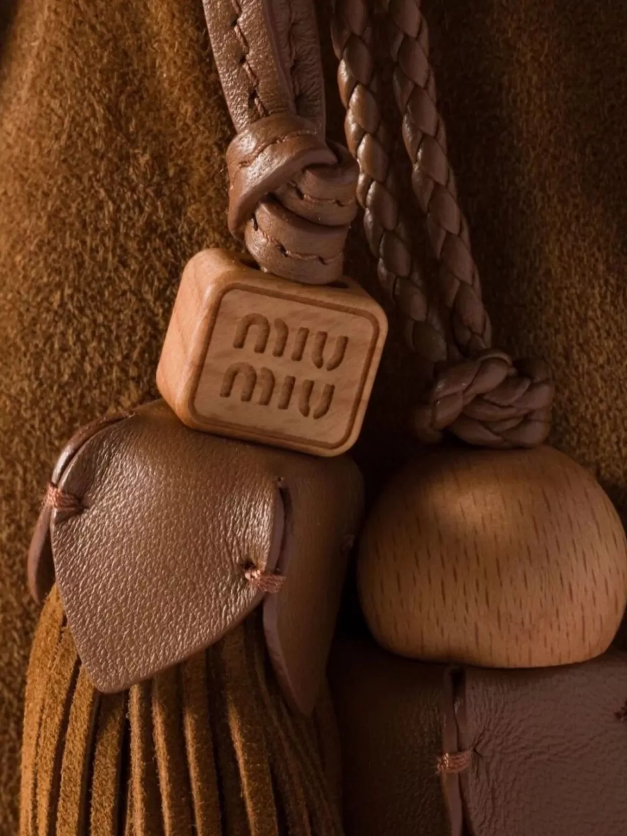 Miu Miu Braided Strap Suede Shoulder Bag