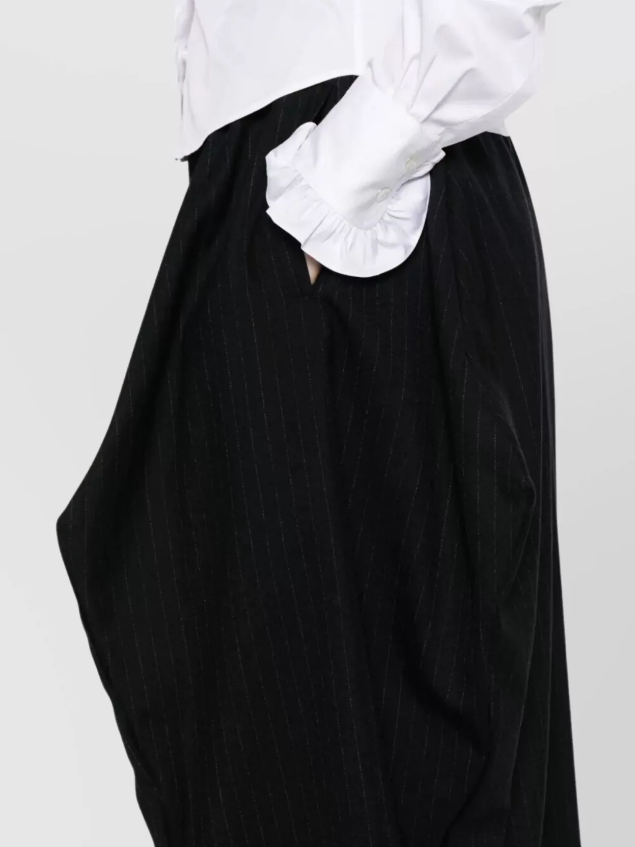 Comme Des Garçons Wide Leg Pinstripe Trousers Side Pockets