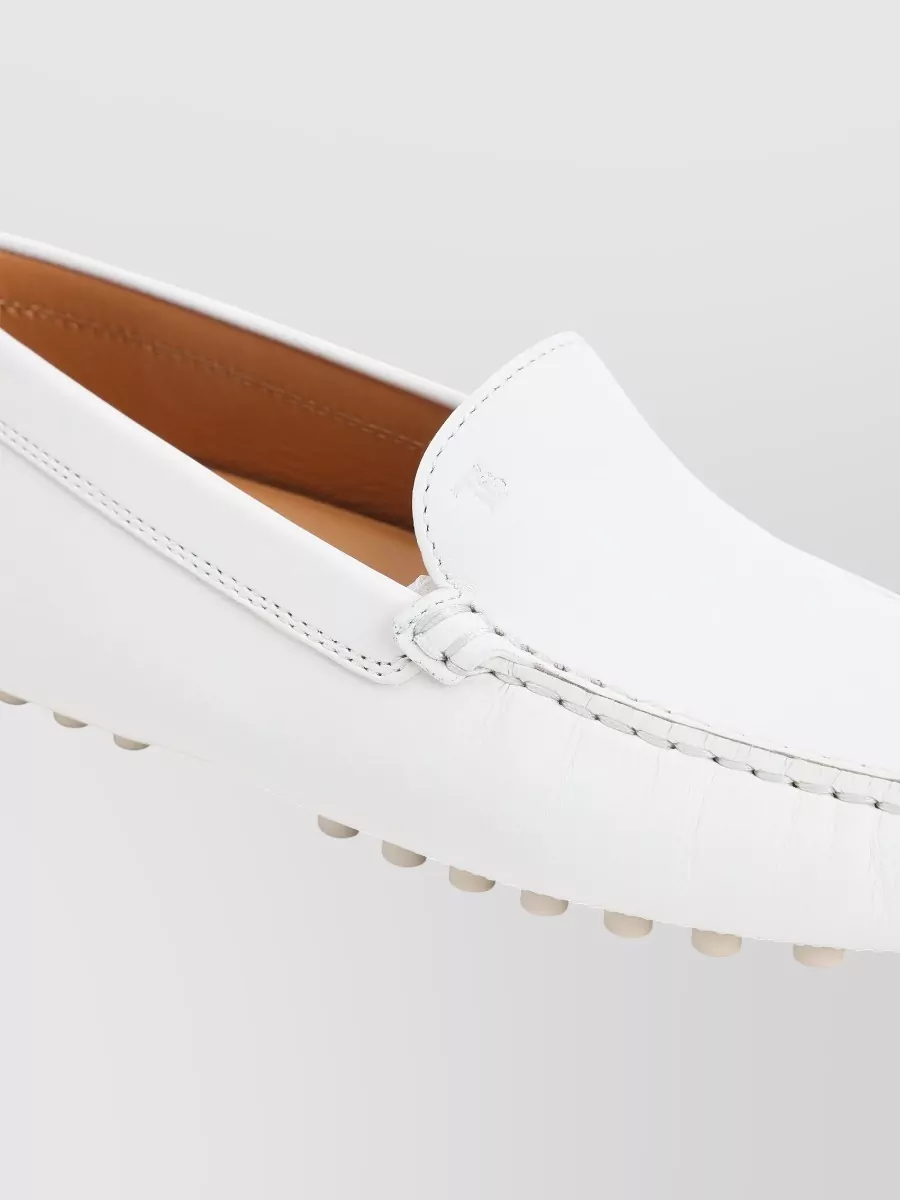 Tod's Loafers With Rubber Sole And Stitch Detailing In White