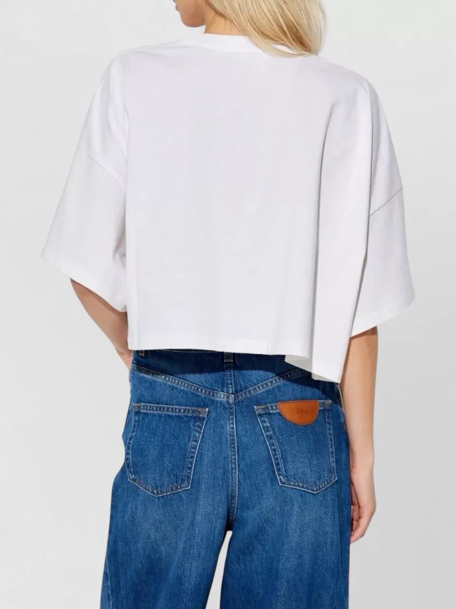 Chloé Logo Oversized Cropped Crew Neck Short Sleeve T-Shirt