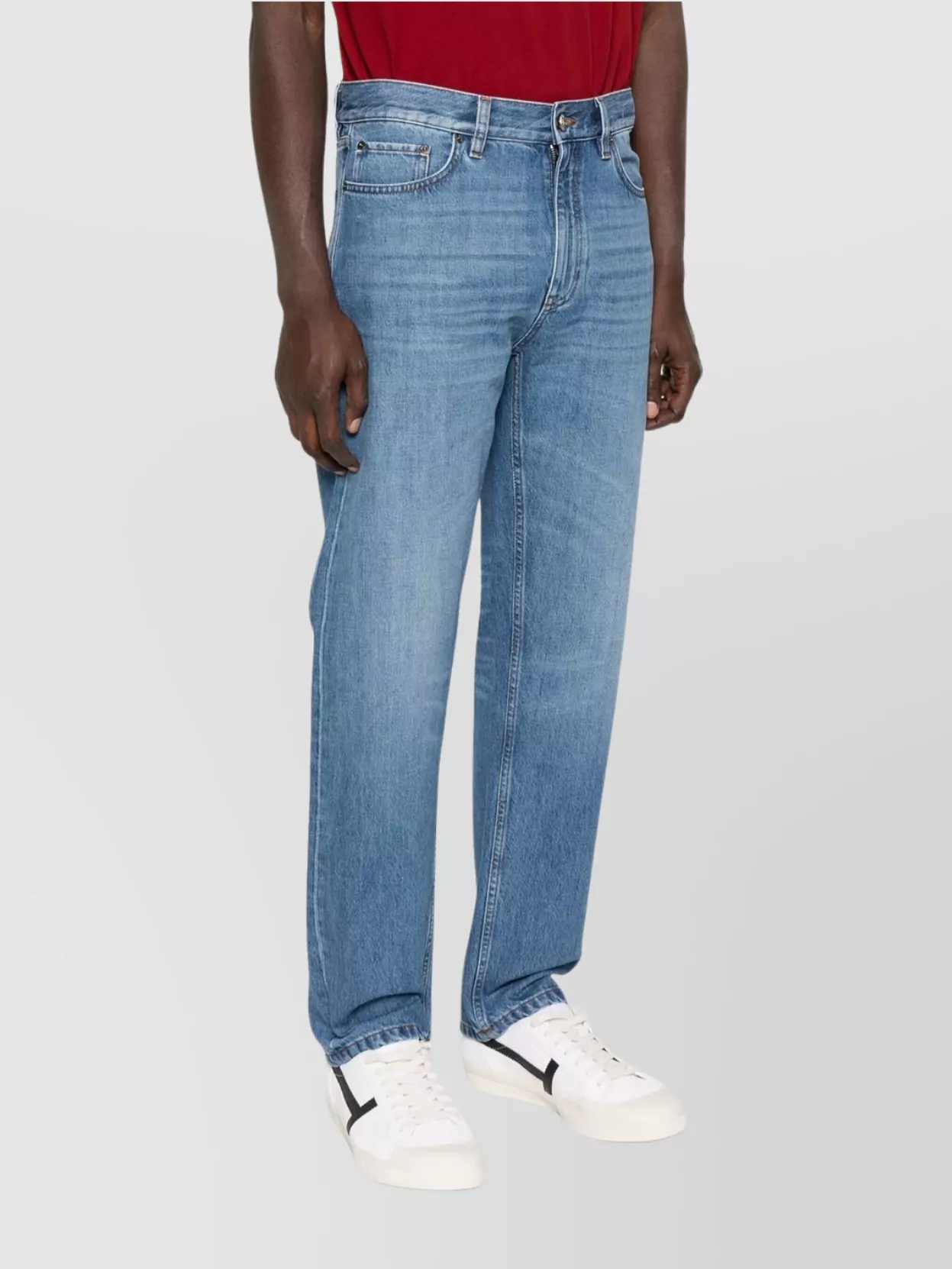 Zegna Denim Jeans With Belt Loops And Contrast Stitching