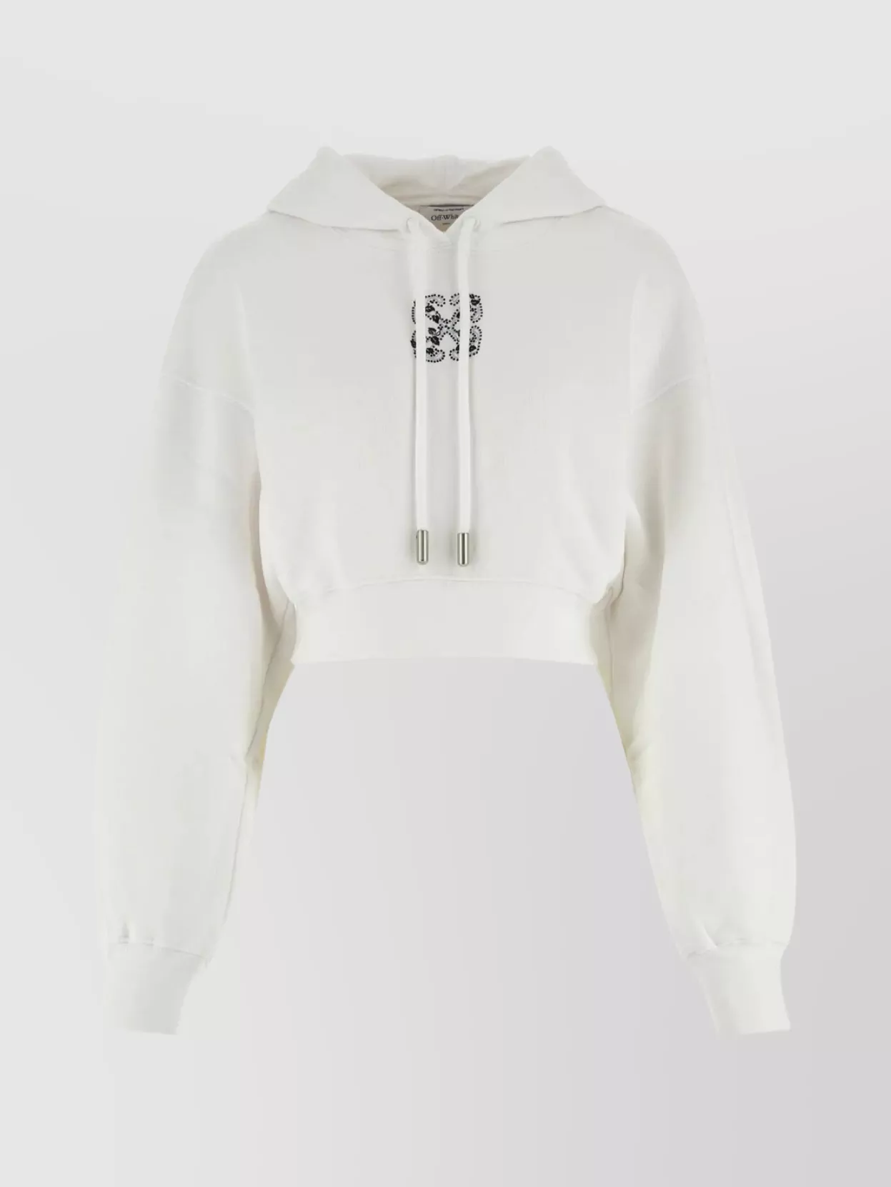 Shop Off-white Drop Shoulders Cropped Cotton Sweatshirt In White